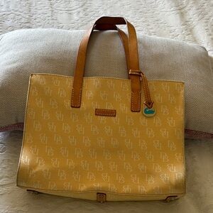 Vintage Dooney & Bourke Brown Monogram Canvas Tote
